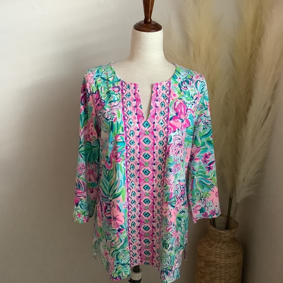 The Lilly Pulitzer Karina Tunic UPF 50+  NWOT Size L - Picture 2 of 11